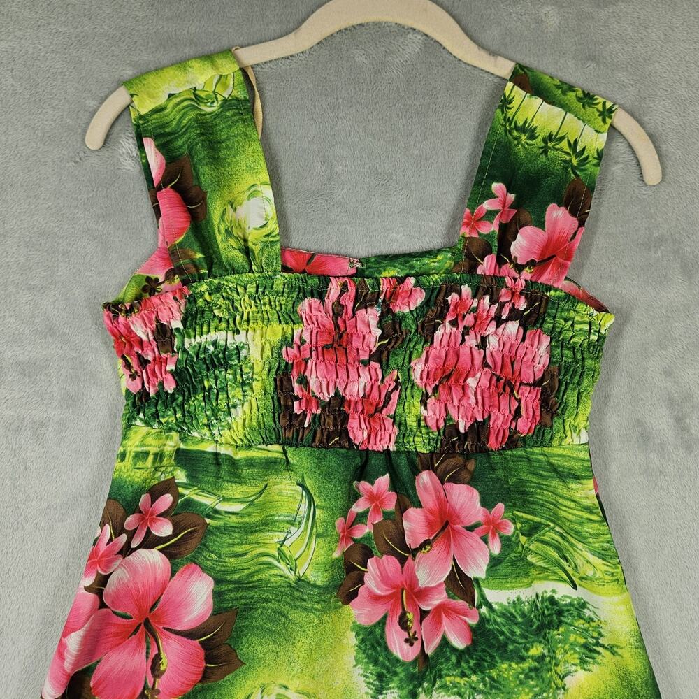 Vintage 70'S Waltah Clarke's Hawaiian Dress Womens Size 8 Mini Tropical Hibiscus - Picture 2 of 14